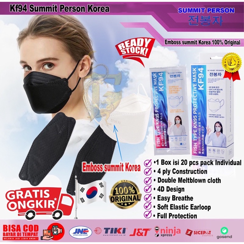 Masker KF94 Summit person Korea 4ply Original Quality white 1 Box isi 20