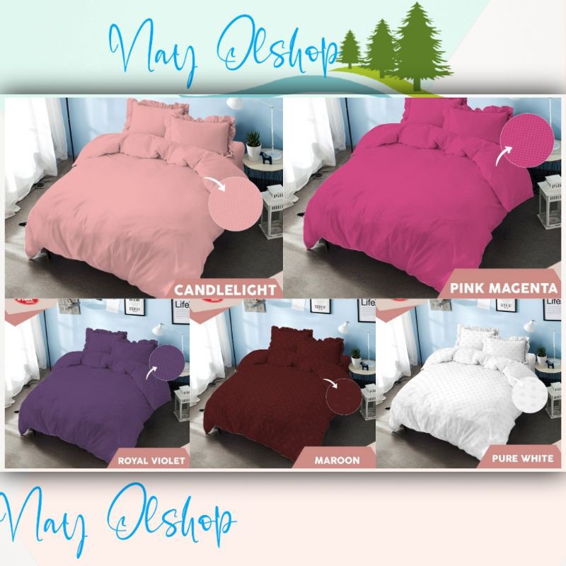 Bedcover Set Kintakun Polos Embos Ukuran 180x200 Pinkmagenta,Royyalviolet,Purewhite,Candlelight