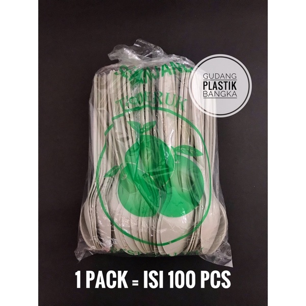 SENDOK PLASTIK MURAH (ISI 100 PCS) MERK TIGA JERUK