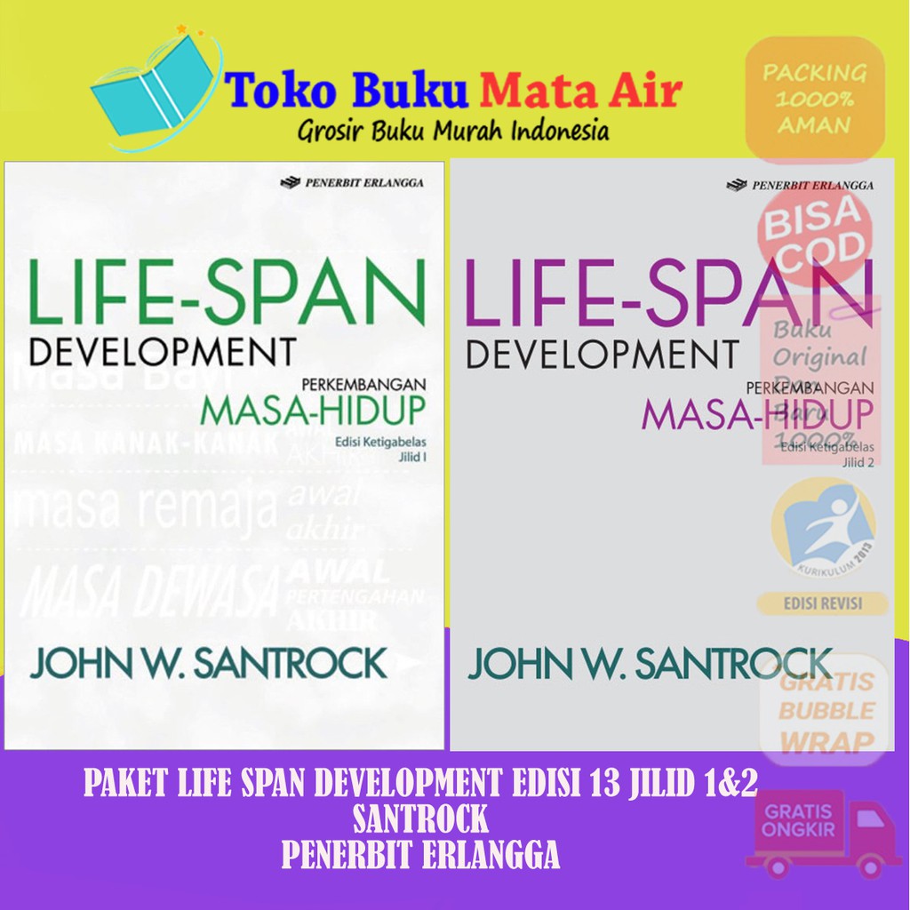 BEST SELLER ORIGINAL PAKET LIFE SPAN DEVELOPMENT EDISI 13 JILID 1 & 2 SANTROCK ERLANGGA