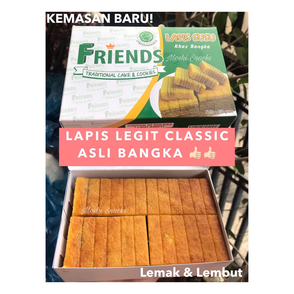 

Kue Lapis Bangka FRIENDS 450gr Halal / Kue Lapis Susu Asli Bangka / Kue Besar Bangka / Ready Lapis Legit Thaipan / Moshi Snacks