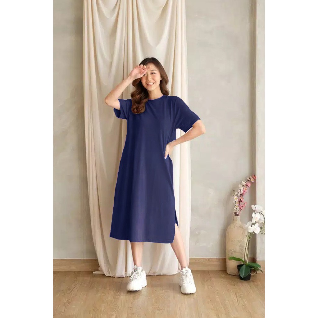 MYSTIQUE.ID-BAJU COUPLE T-SHIRT DRESS ZOYA OVERSIZE KAOS PASANGAN BASIC