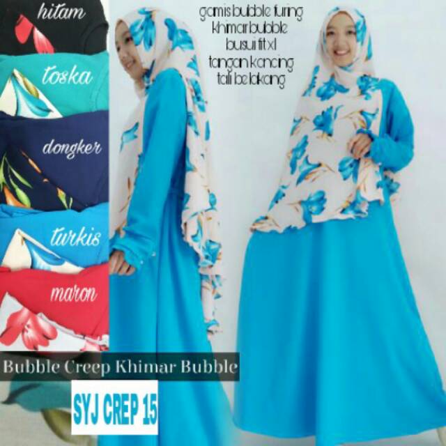 Ganis bubblecrep jumbo set khimar syari motif