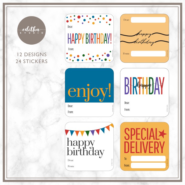 

Birthday Gift Tag Label Sticker | Stiker Ucapan Kado Ulang Tahun Set 2