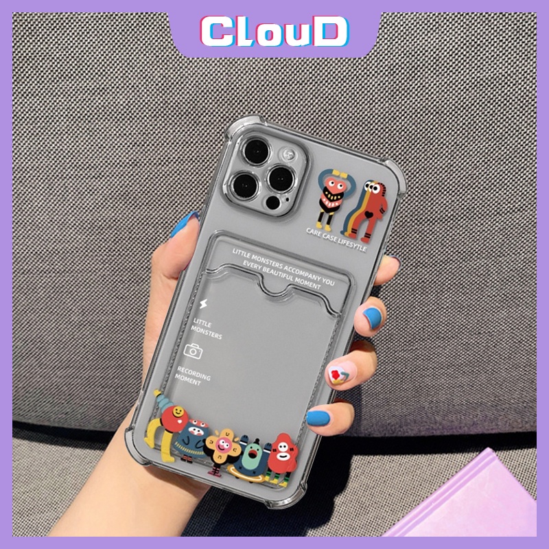 Soft Case TPU Transparan Shockproof Dengan Slot Kartu Untuk iPhone 13 11 12 pro Max 6 6s 8 7 plus X XR XS Max SE 2020