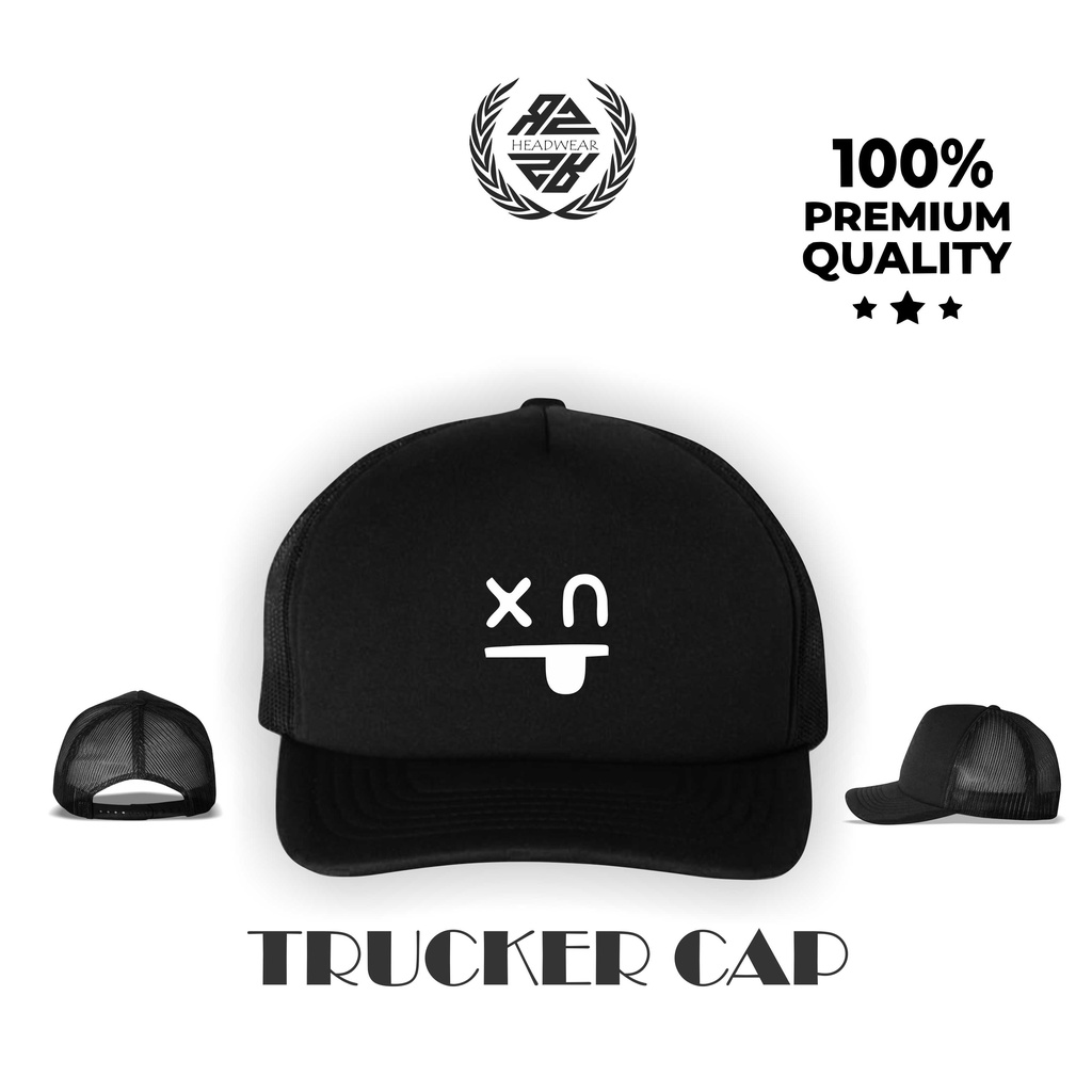 Topi Pria Jaring Trucker Hitam Original Custom Topi Trucker Motif Sablon Xn