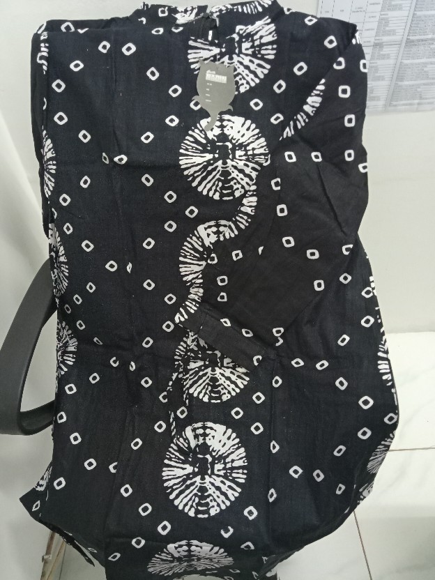 [ada Couple Jumbo] Tunik Shibori Black Batik Serut Monochrome Monokrom Muslim Seragam Kerja Kantor