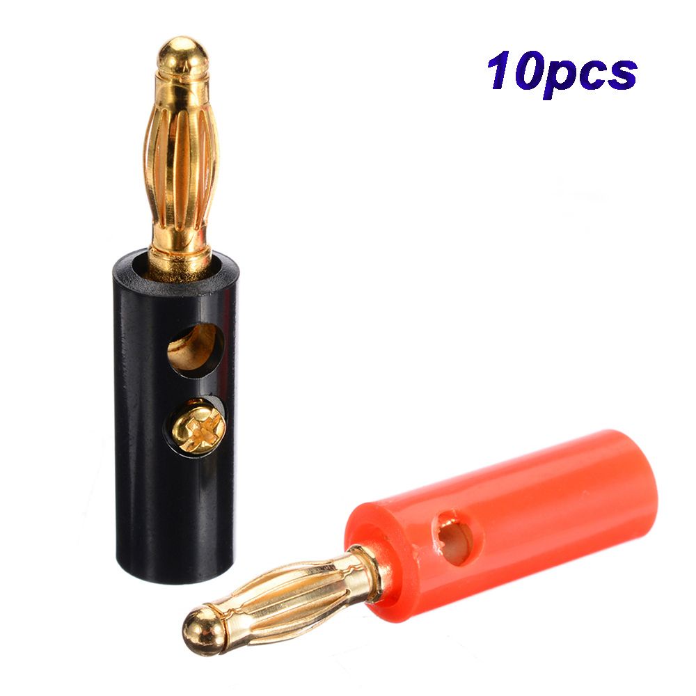 QUINTON 10pcs Banana Plug Speaker Adaptor Connectors Black Red 4mm Wire Cable Gold Plated Audio Golden Adapter/Multicolor