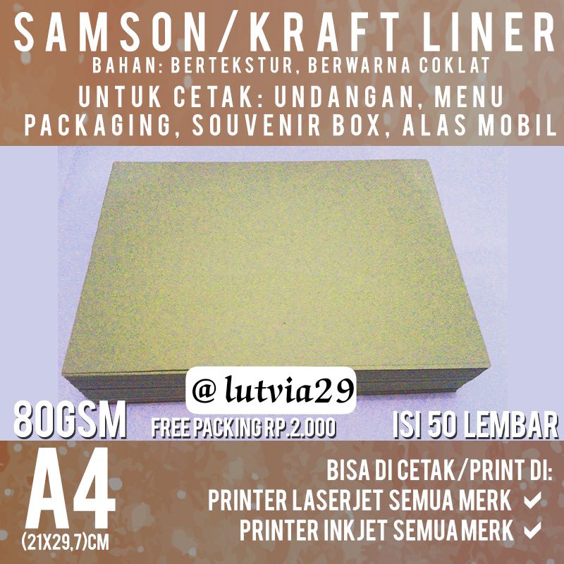 50 LEMBAR KERTAS KRAFT 80 GSM 80 gram KERTAS SAMSON COKLAT 80 gsm KERTAS PEMBUNGKUS KERTAS PACKING
