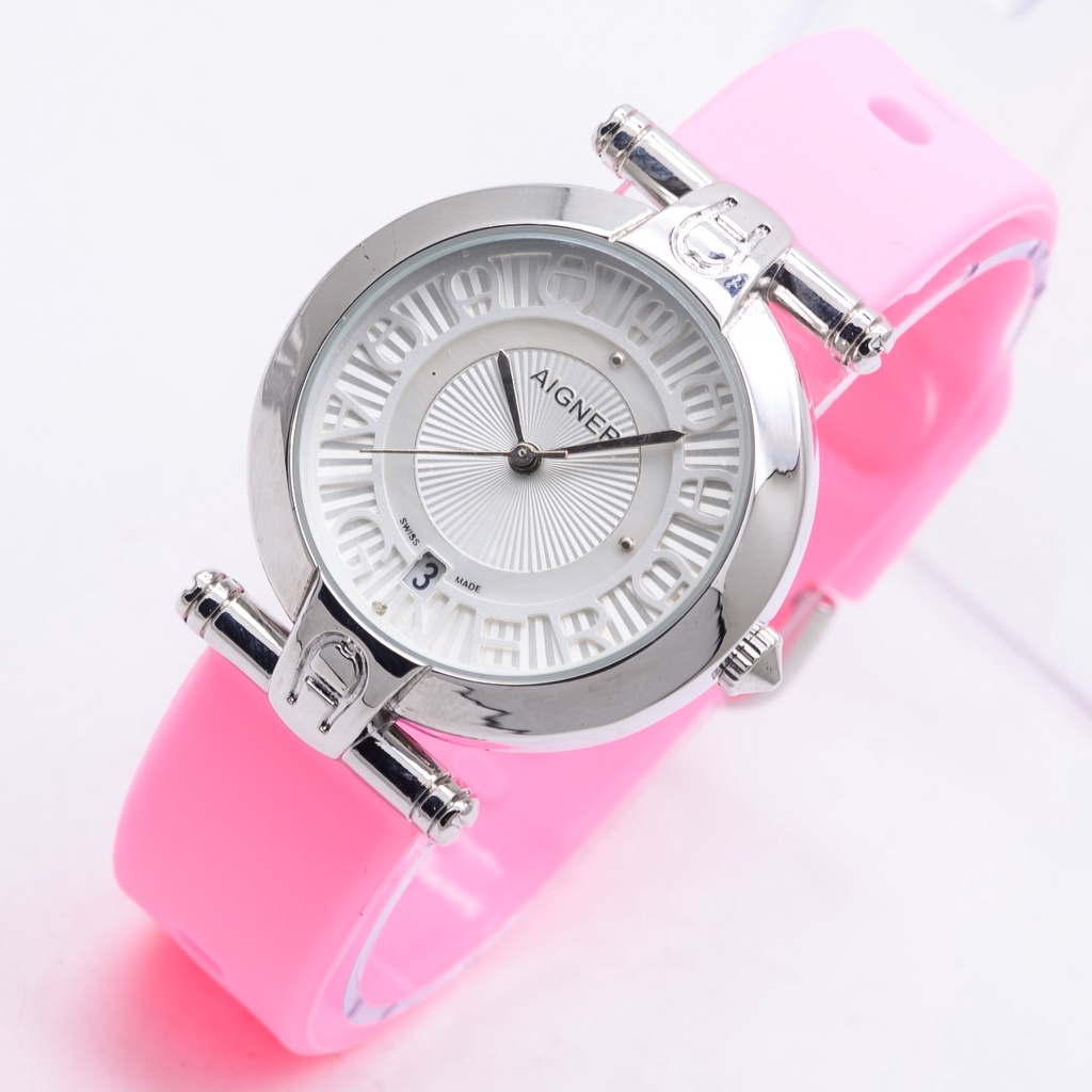 Jam Tangan Wanita H4607B Tali Rubber Tanggal Aktif Free Box &amp; Baterai