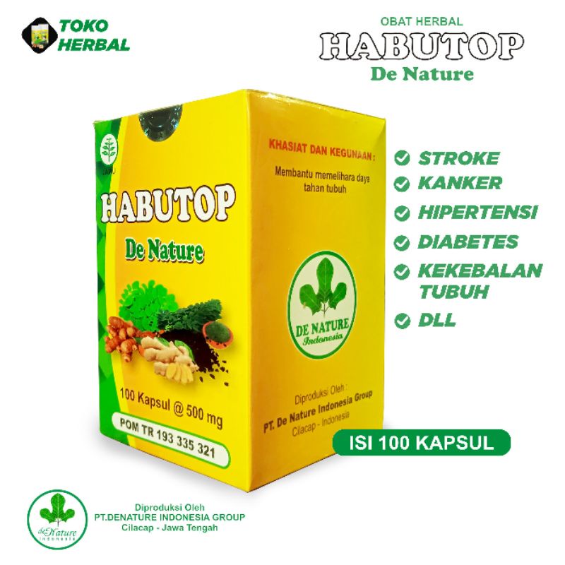 Obat habutop,Habatop herbal isi 100 kapsul,untuk Stroke,Kanker,Migrain dan Hipertensi