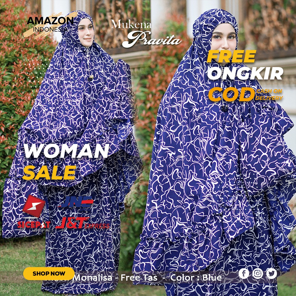 MUKENA WANITA DEWASA WARNA NAVY BAHAN MONALISA ORIGINAL PREMIUM DINGIN TEBAL BEST QUALITY IMPORT