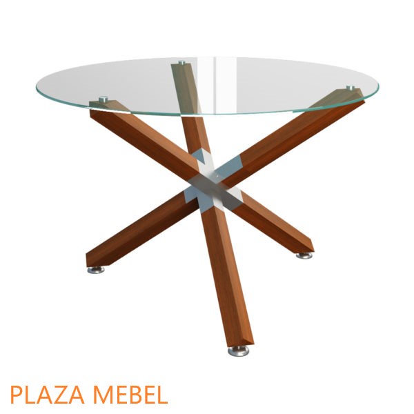 Meja Bulat Kaca Fukuoka 120 / Meja Makan / Cafe / Voyer Bundar