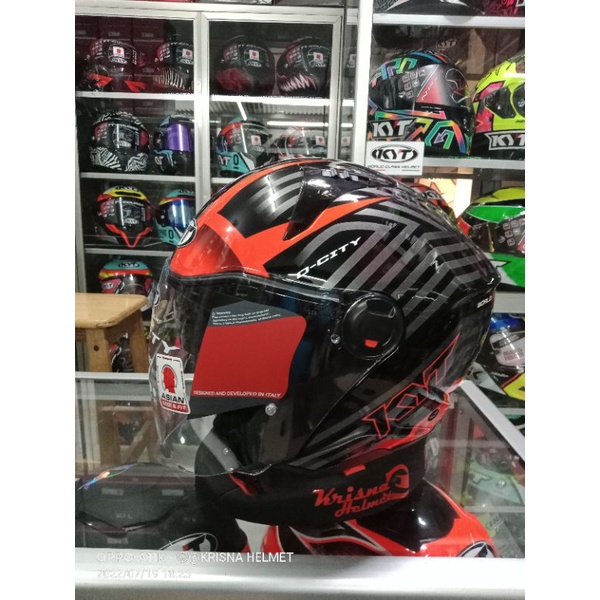 Helm Half Face KYT D-CITY LUCENT BLACK RED