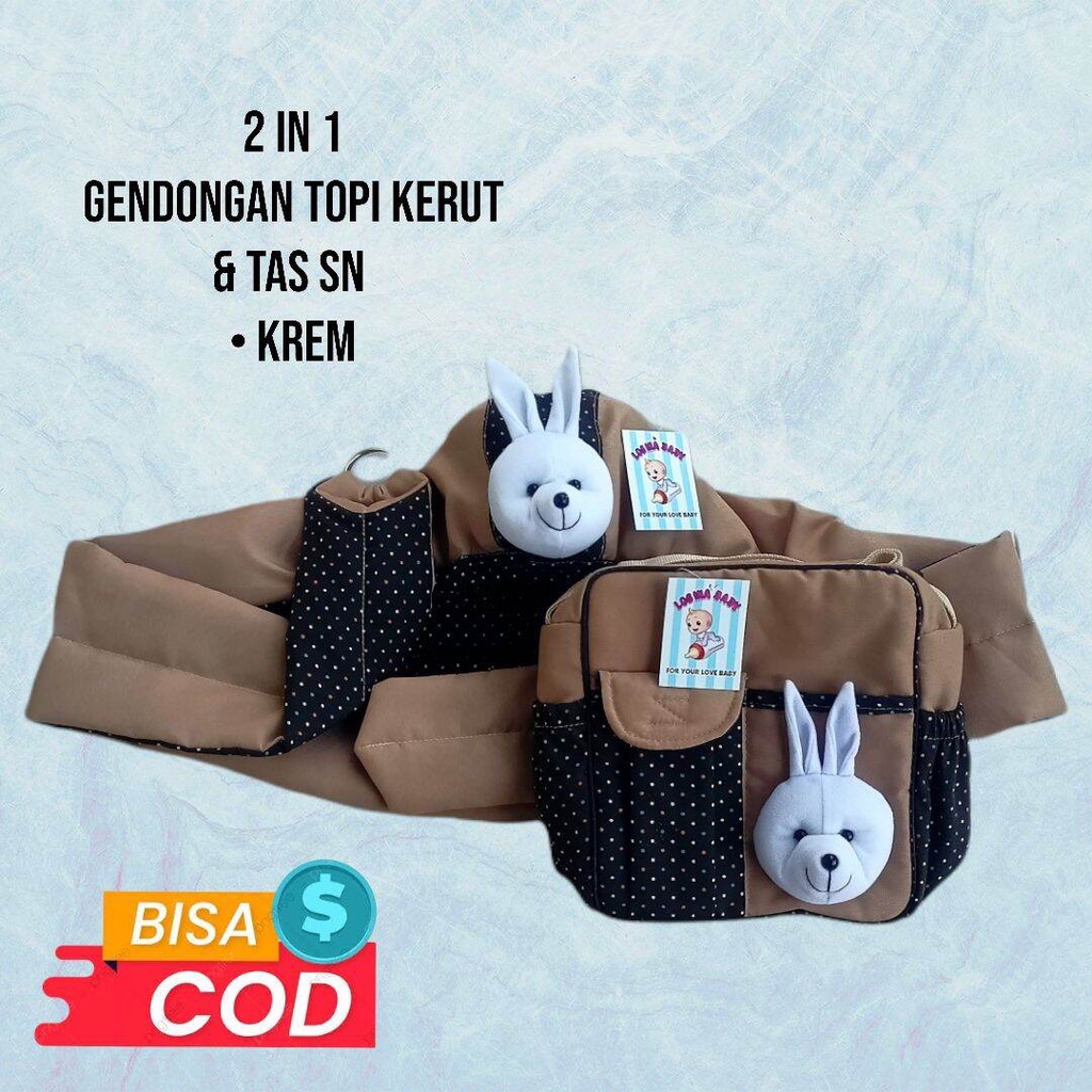 set gendongan topi kerut bayi &amp; tas kecil termurah