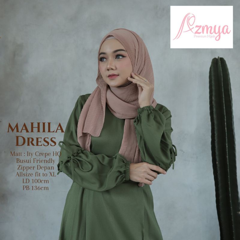 Dress Lengan Balon MAHILA DRESS Gamis Busui Friendly Ld 110cm