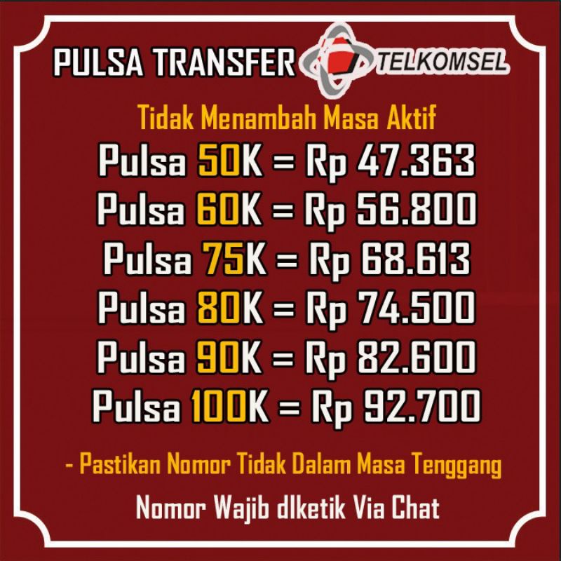 PULSA TRANSFER TELKOMSEL TERMURAH 50RIBU 100RIBU