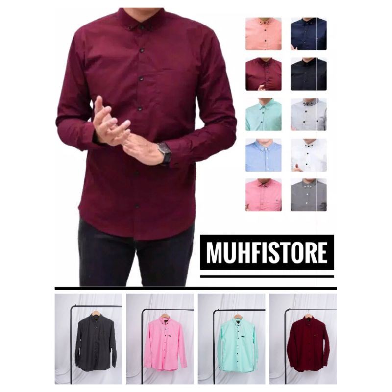 Kemeja Polos Panjang Pria Premium Warna Hitam Bahan Catton