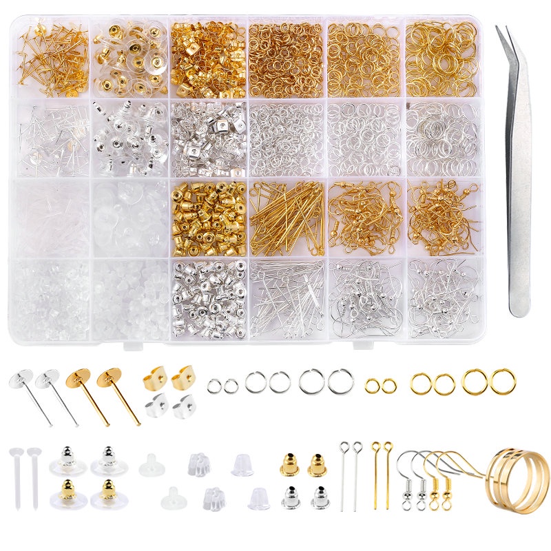 Set Peralatan Pembuatan Perhiasan Anting Kait + Pin + Pinset + Jump Ring + Kait Belakang