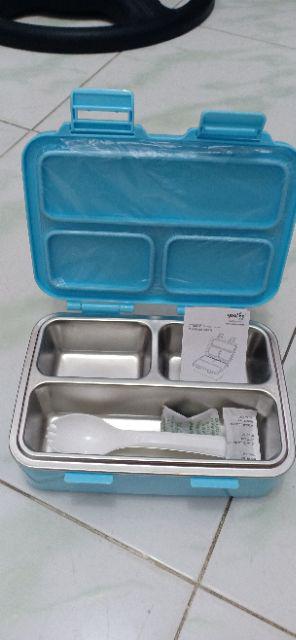Kotak Makan Lunch Box Yooyee Mini Stainless Steel 3 Sekat 627