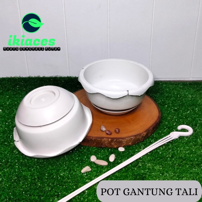 POT GANTUNG TALI POT PLASTIK HIAS POT TANAMAN GANTUNG DEKORASI TANAMAN MURAH POT GANTUNG BULAT