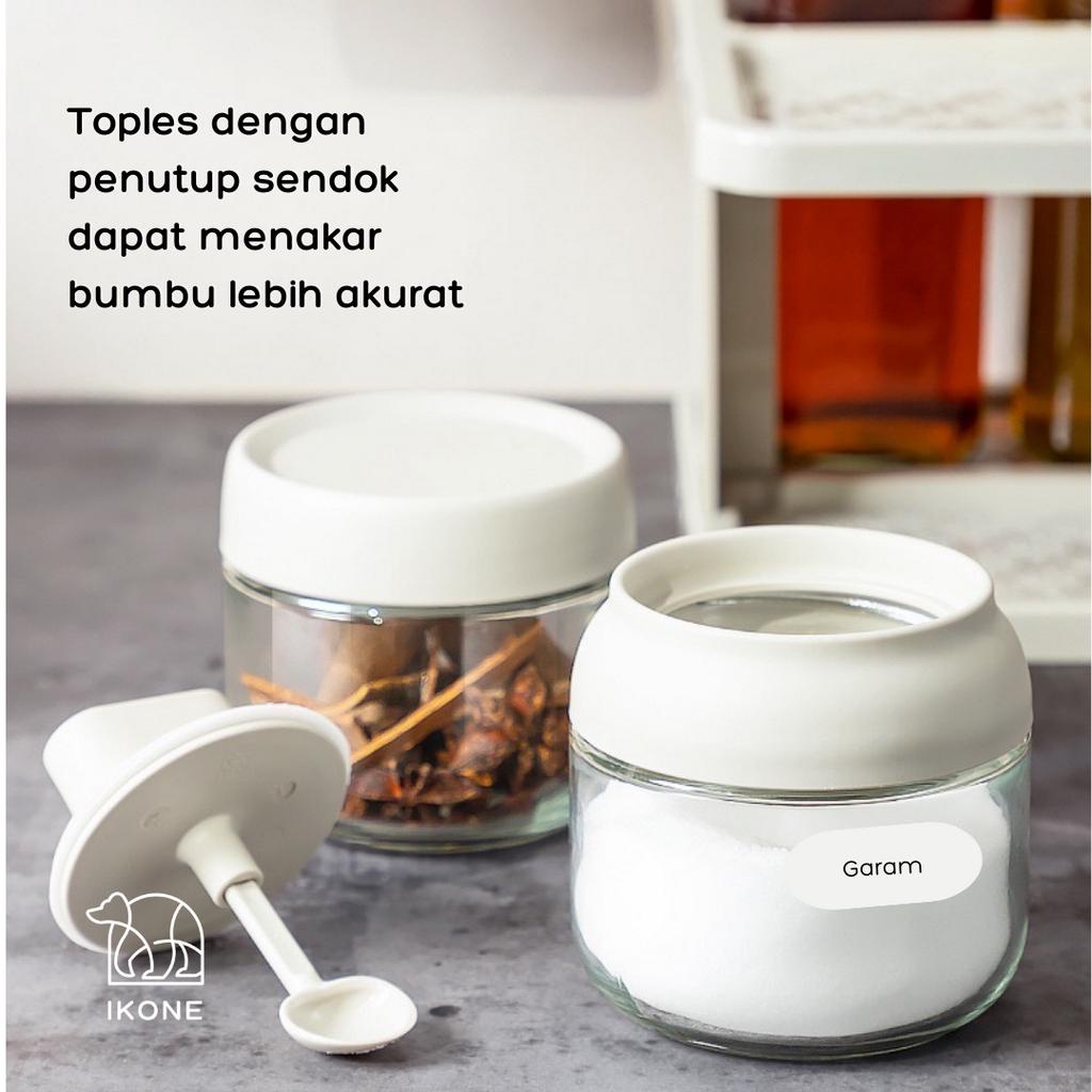 【IKONE】NITO Rak Bumbu Set Dapur Tempat Penyimpanan Bumbu Paket Komplit Wadah Bumbu Toples Kaca Seasoning Box Kotak Jar Bumbu