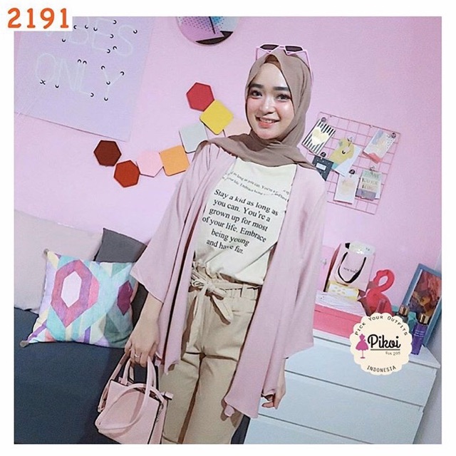 Cardigan putih murah / cardigan polos cantik / outer hijabers / cardigan cewek korea murah / 2191