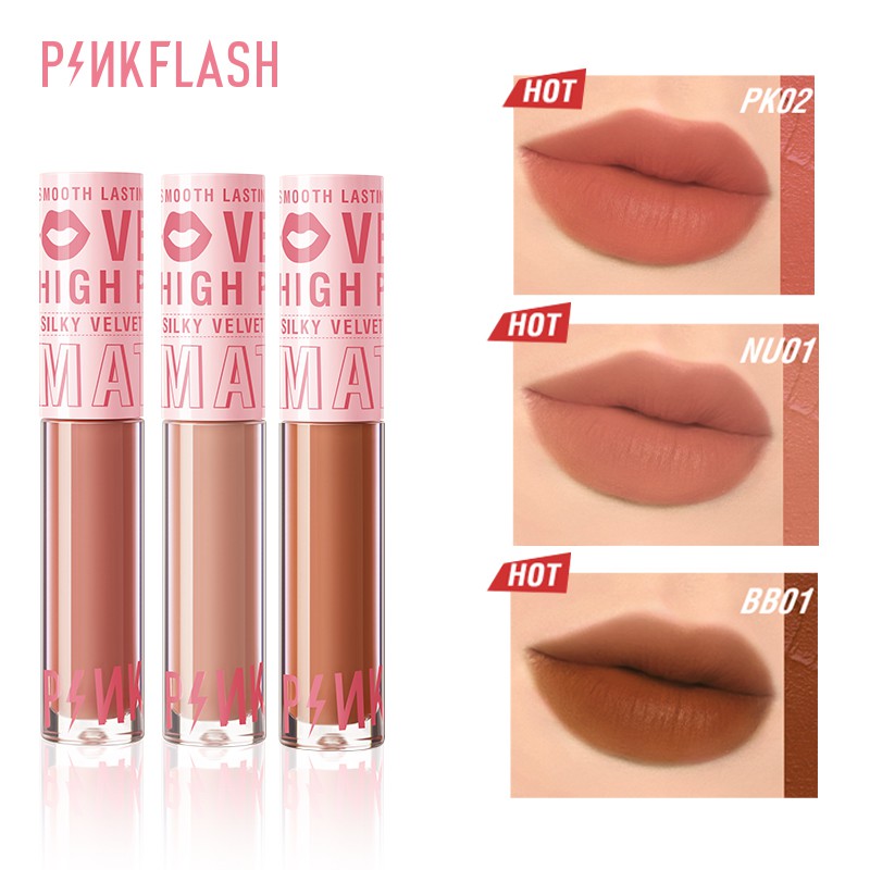 PINKFLASH PinkDiary Silky Velvet Matte Lipstick Lip Cream Smooth High Pigment Lasting Not Dry Set 2pcs Or 3pcs