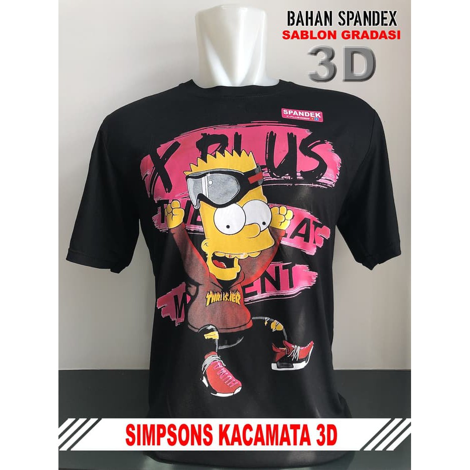 Kaos SIMPSONS KACAMATA 3D Hitam L Baju Distro Kartun Lucu