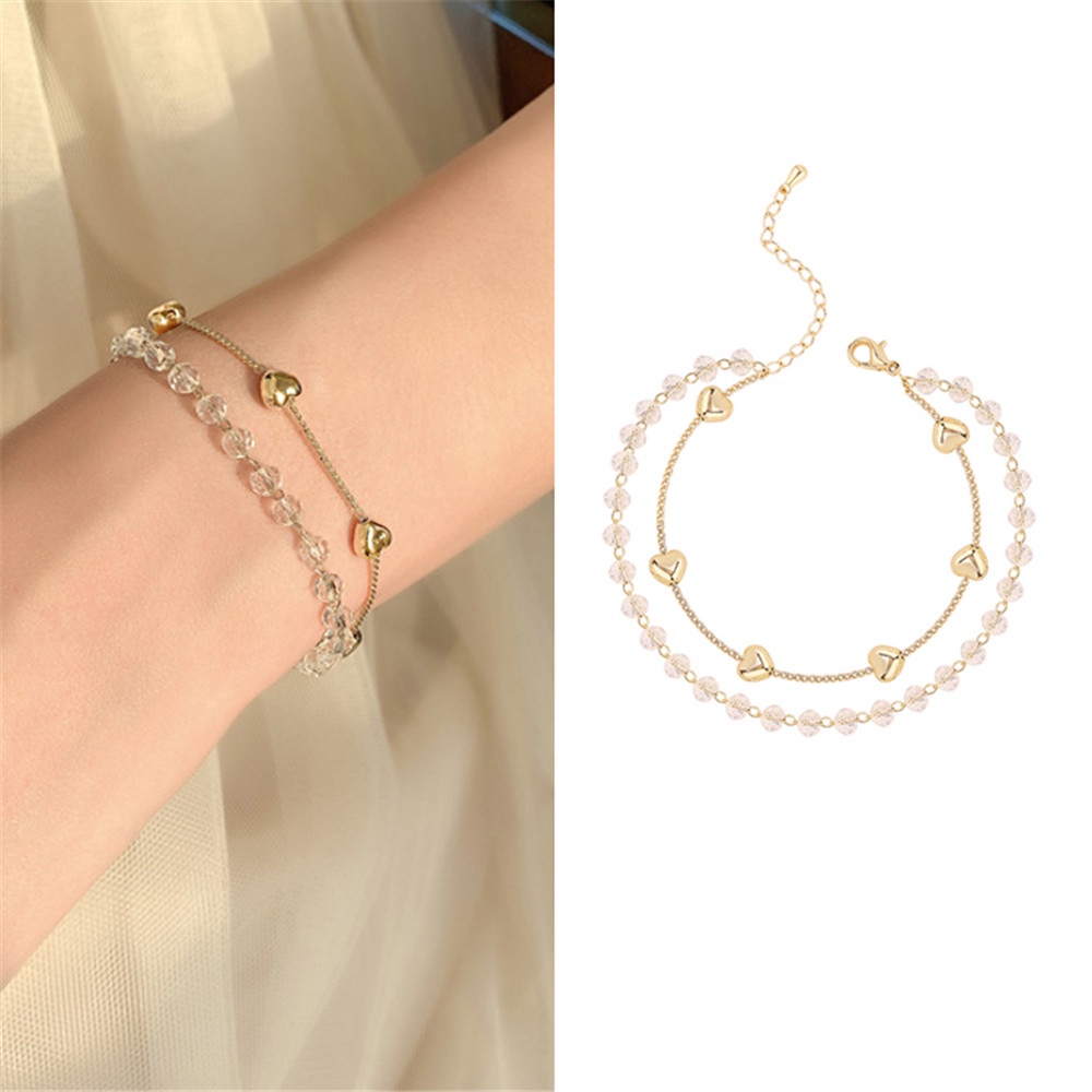 Gelang Model Double Layer Bahan Metal Gaya Korea Untuk Wanita