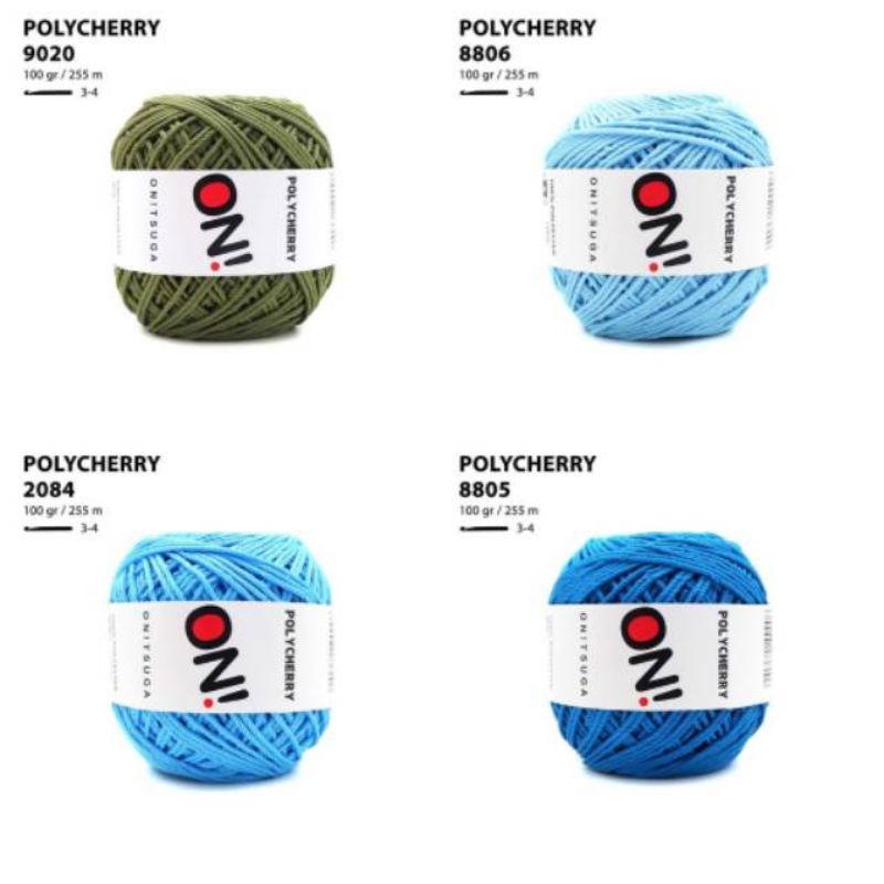 [100gr] polycherry onitsuga crochet yarn - benang rajut polycherry