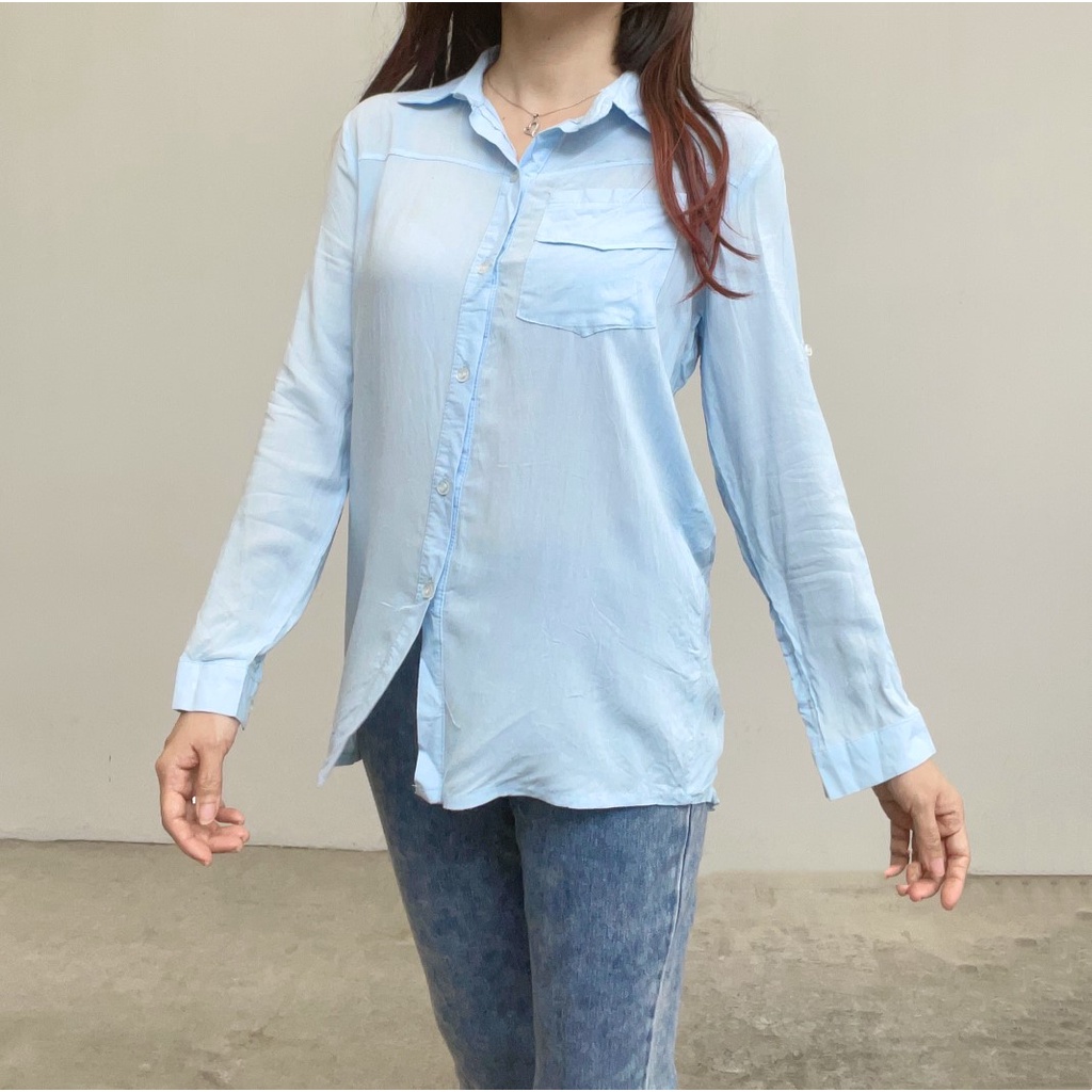 SL284 - Atasan Kemeja Katun Busui Kemeja Kerja Wanita