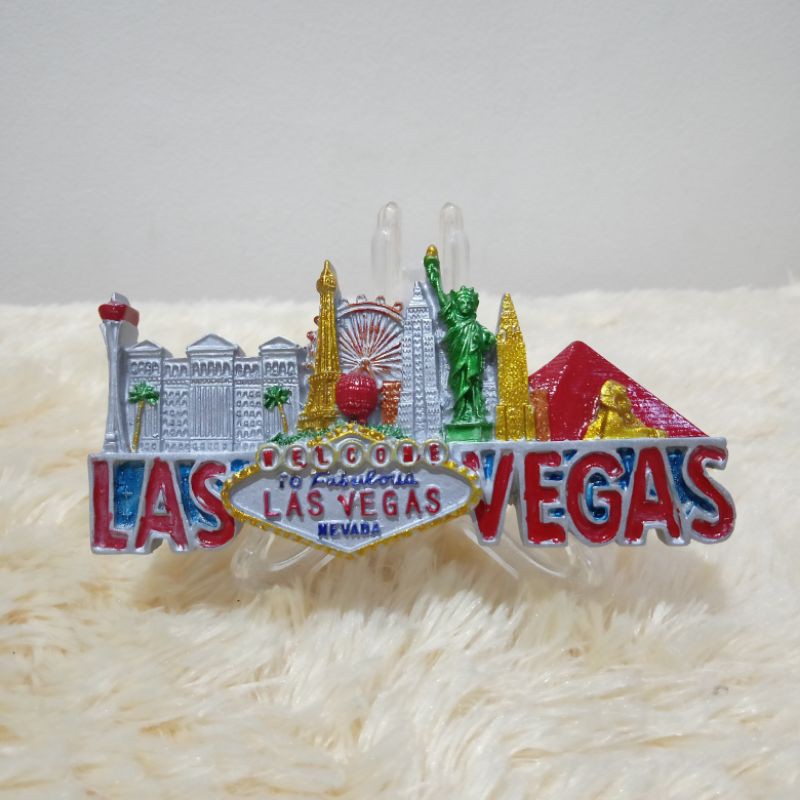 Fridge Magnet Tempelan Kulkas Souvenir Negara Amerika America USA Las Vegas Silver