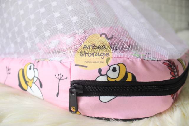 Kasur bayi kelambu set bantal guling lipat lebah pink