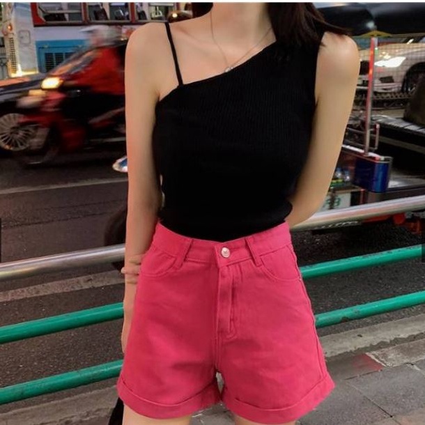 HOPYLOVY Blouse Rajut Wanita One Shoulder Amber