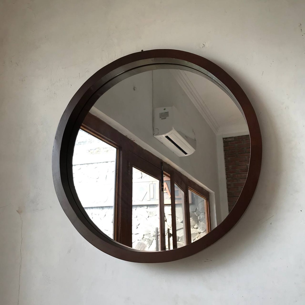 Cermin Hias Dinding Bulat Aesthetic Jati Premium Teakwood Wall decor