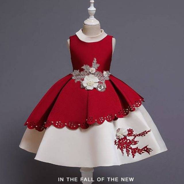 Gaun Pesta Anak Perempuan Merah Dress Anak Murah