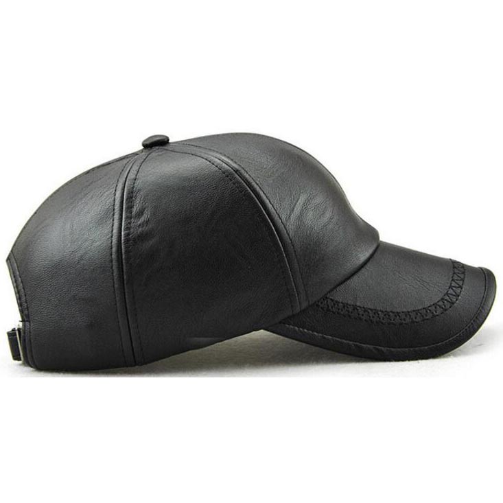 Topi Baseball Aksen Kulit Faux Leather Caps - TB-01