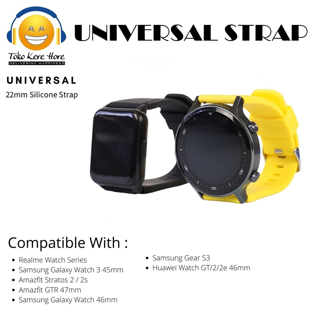 Universal 22mm Strap Silicon Tali Jam Amazfit Haylou silicone Strap Amazfit GTR 47mm LS05  Realme Watch 2 Pro S Huawei Watch GT 2 2e 46mm