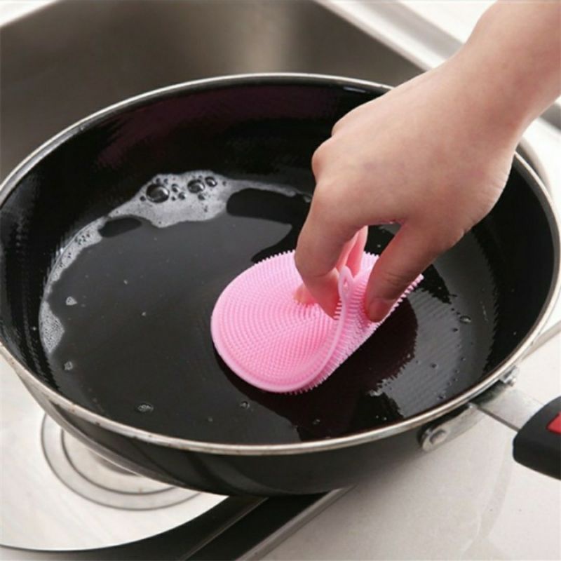 SPONS SILIKON CUCI PIRING BULAT SERBAGUNA - SILICONE BRUSH FOOD GRADE - PELANGI ACCESORIES 88