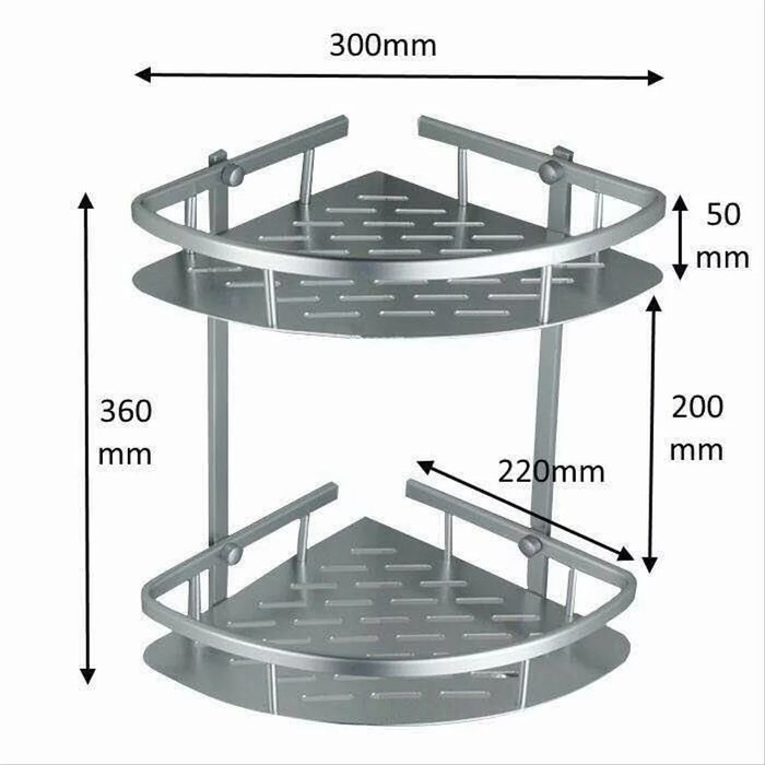 Rak multi fungsi - sudut Dinding toilet Aluminium