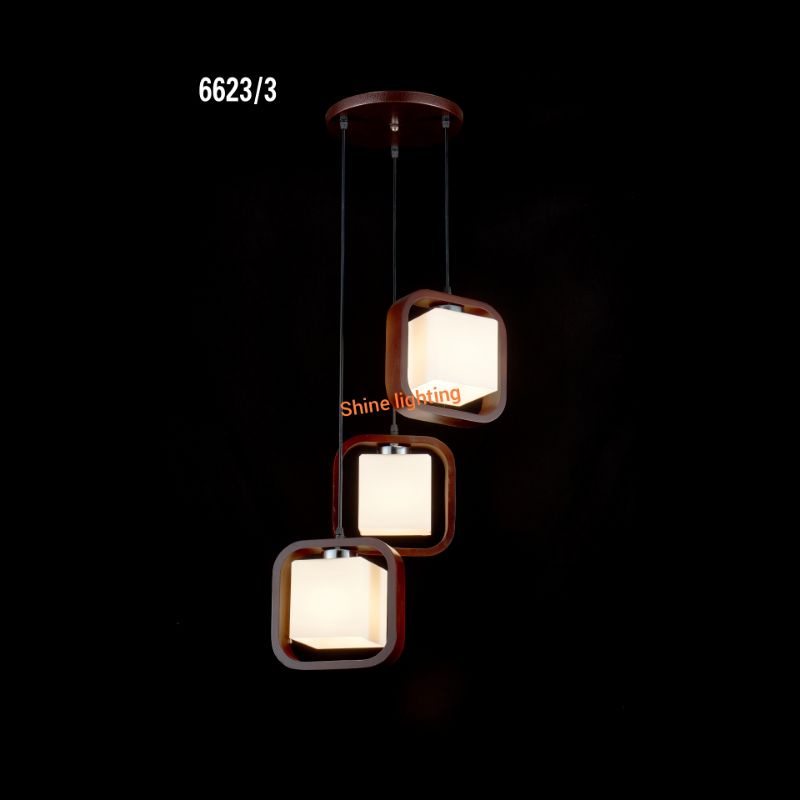 Lampu gantung minimalis kayu ruang makan/ruang tamu tipe 6623/3