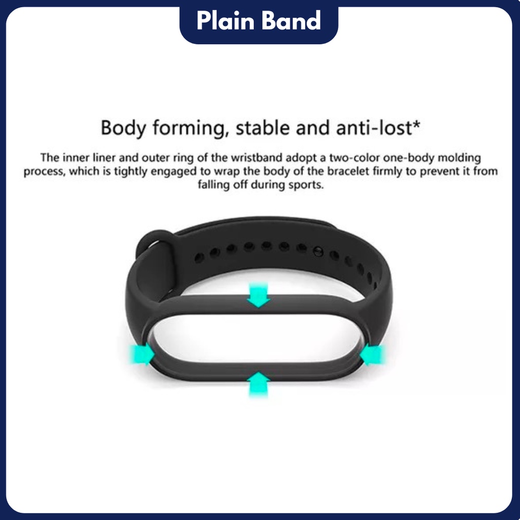 Plain Strap Mi Band 3 4 5 6 Strap Silicone Tali Pengganti Xiaomi Band 3 4 5 6