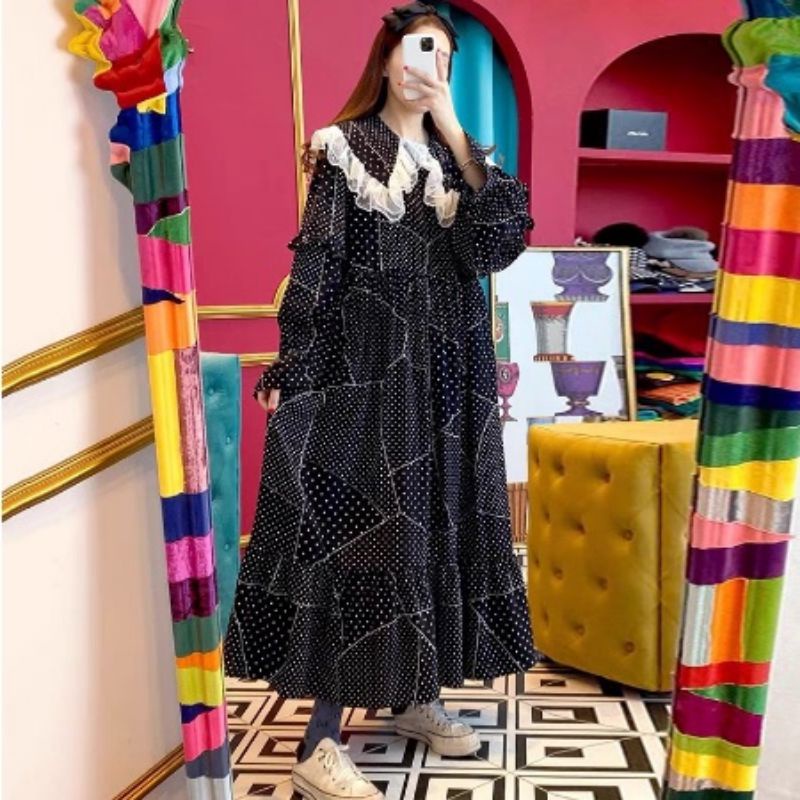 MDLV ~ 42500 YURIKO BABYDOLL DRESS KOREA LONG DRESS BIGSIZE DRESS PREMIUM FASHION IMPORT