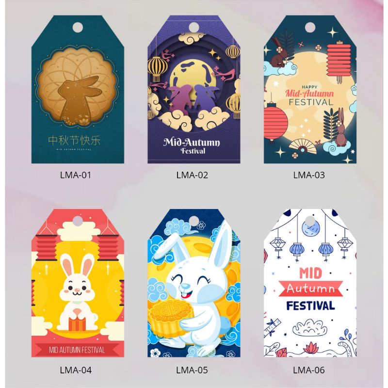 

[Mp92] 35PCS Label Mid Autumn Festival Mooncake Hang tag Kartu Ucapan Label custom