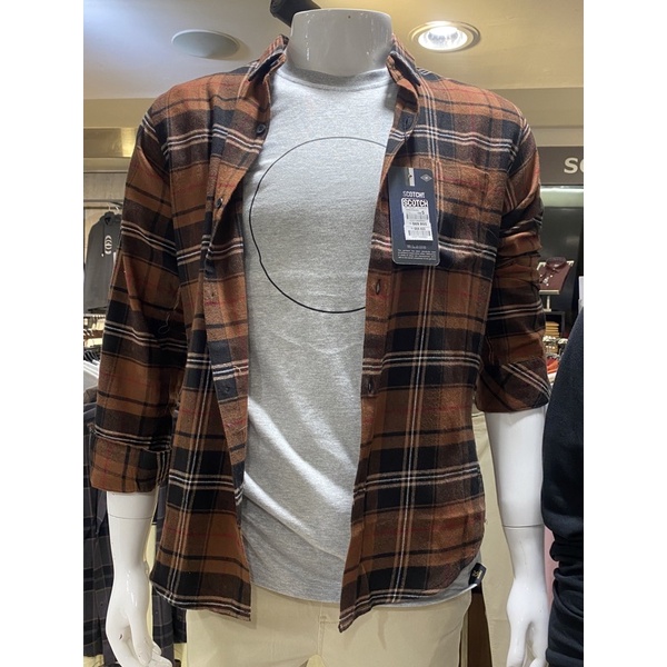 [100% ORIGINAL] KEMEJA PRIA BRAND SCOTCH | KEMEJA FLANEL COWOK LENGAN PANJANG | KEMEJA COWOK KOTAK-K