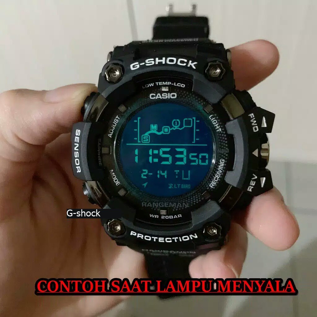 JAM TANGAN SPORT PRIA G-SHOCK CASIO RANGEMAN BULAT HITAM LIS PUTIH