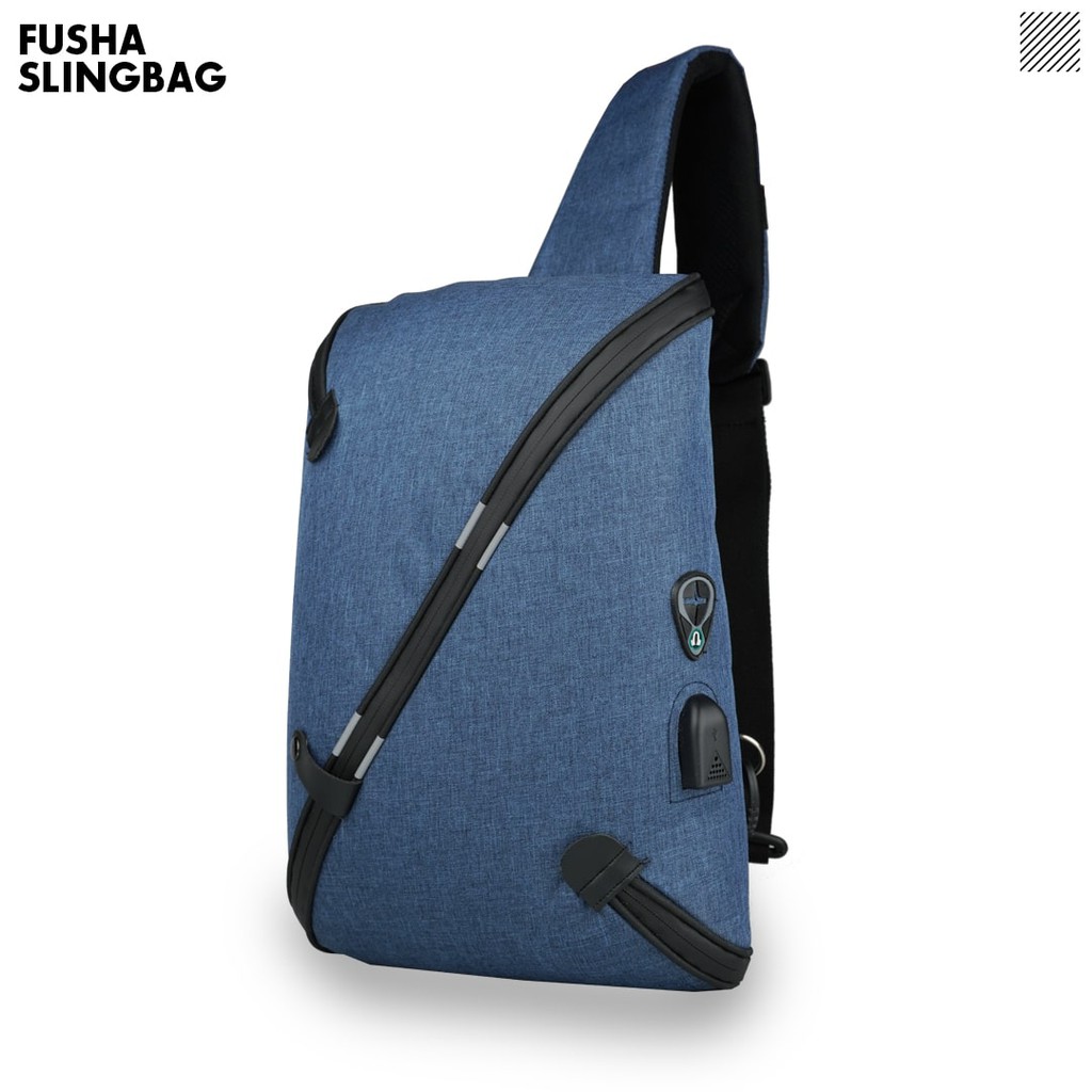 BEST SELLER Tas Selempang Slempang FSA Kanvas Waterproof Sling Bag USB &amp; Earphone Hole HIGH QUALITY