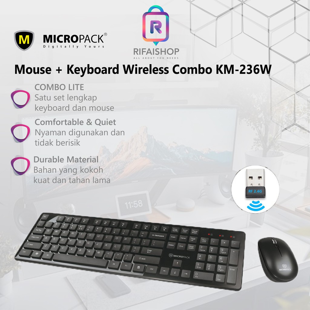 Mouse + Keyboard Wireless Micropack Combo KM-236W Mouse Keyboard