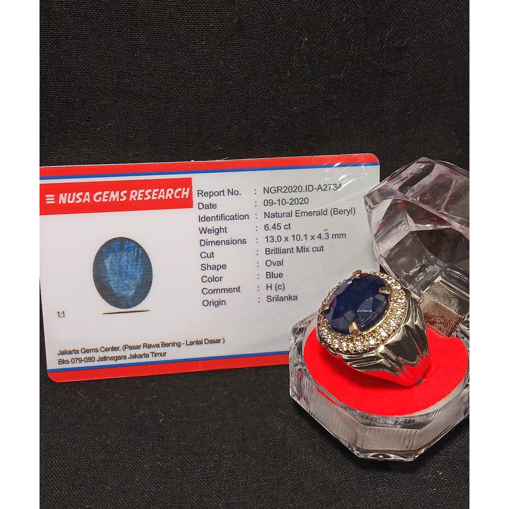 BATU CINCIN PERMATA BLUE SAFIR SRILANKA ASLI & MEMO LAB